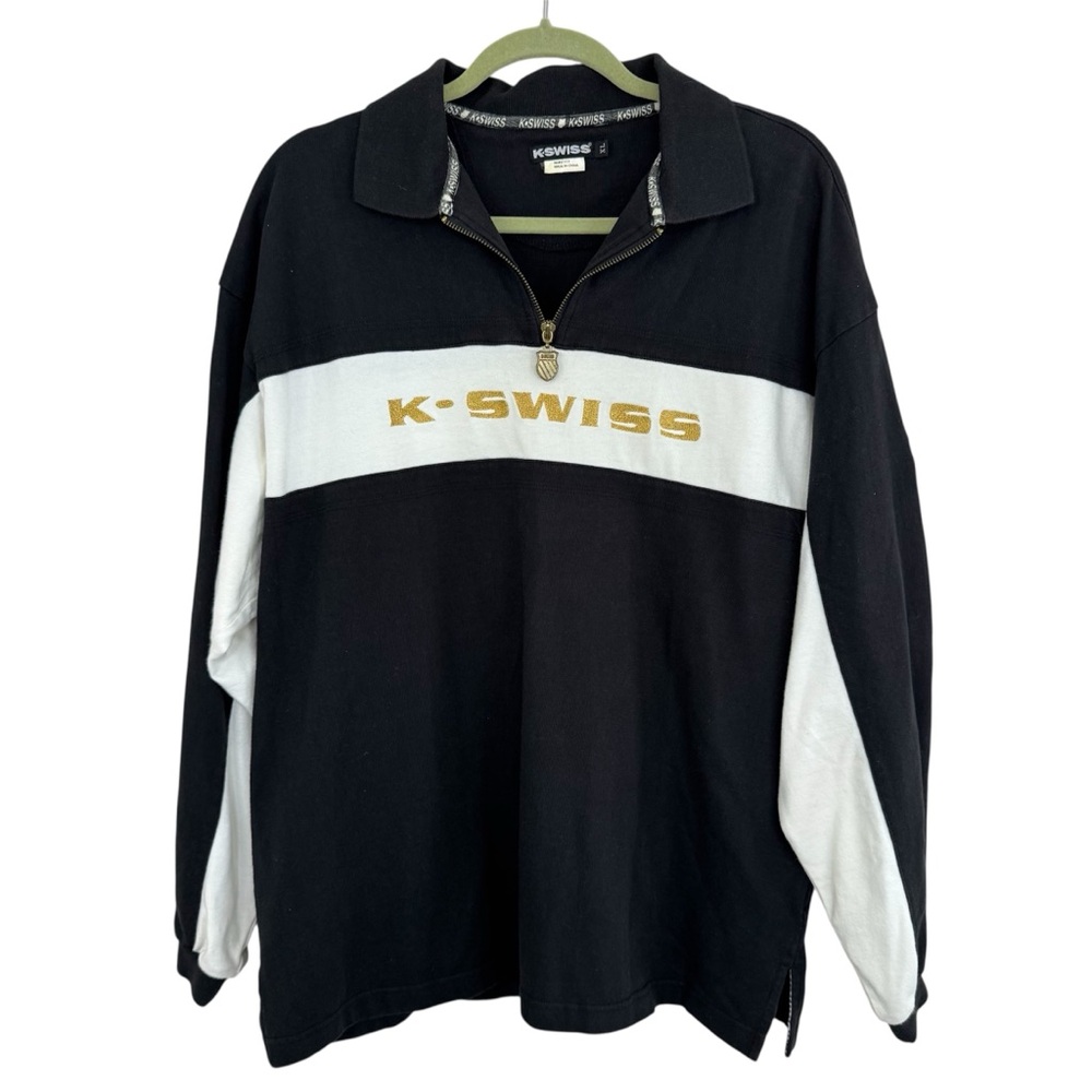 Vintage K Swiss 1/4 Zip Rugby Long Sleeve Shirt Men’s Size XL Streetwear